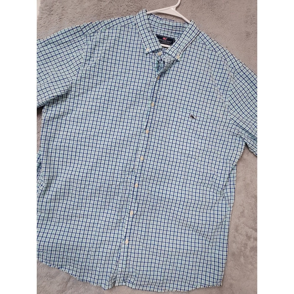 Vineyard Vines Shirt Mens 2XLT Classic Fit Tucker Gingham Seersucker 2XL TALL